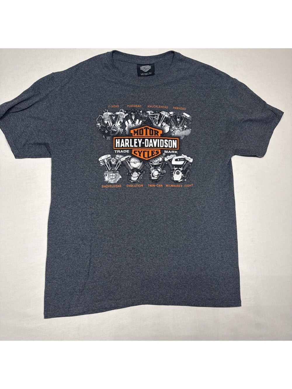 Harley Davidson Men's Engine Timeline Tee in Dark Heather Grey size Large